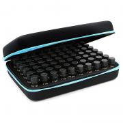 Hipiwe 70 Essential Oils Carrying Case Holds 5ml, 10ml, 15ml Bottles Hard Shell Exterior EVA Essential Oils Storage Organzier Bag with Foam Insert and Carrying Handle (Black+Blue-New) 